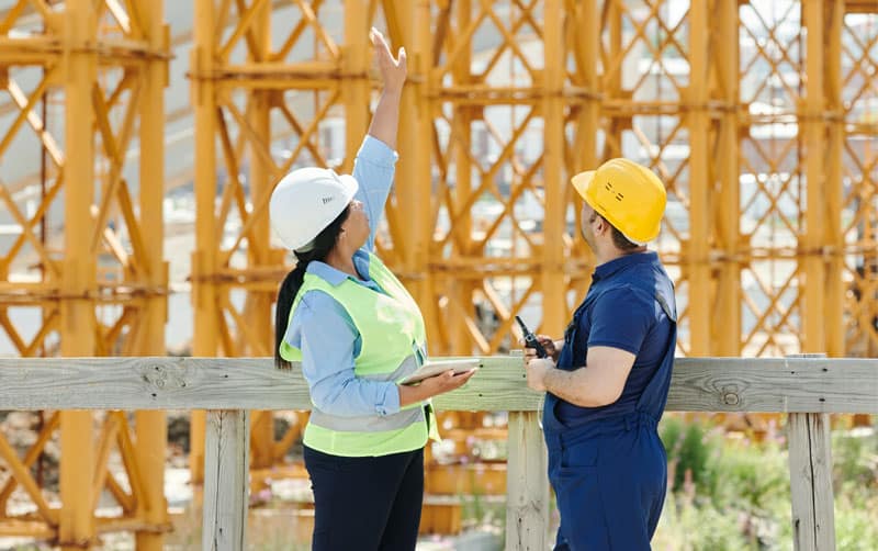 Construction workers on a job site